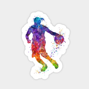 Girl Basketball Dribbling Watercolor Sport Lover Gift Sticker